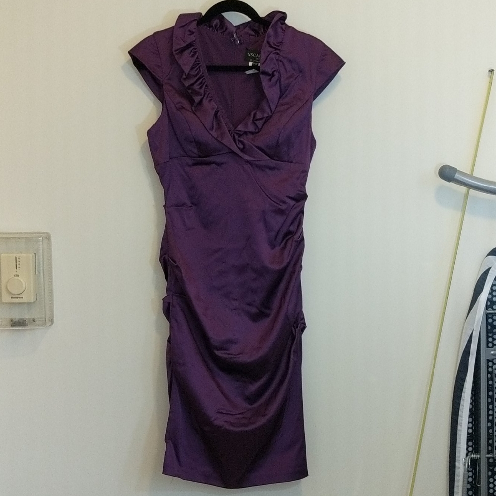 Xscape plum body hugging dress